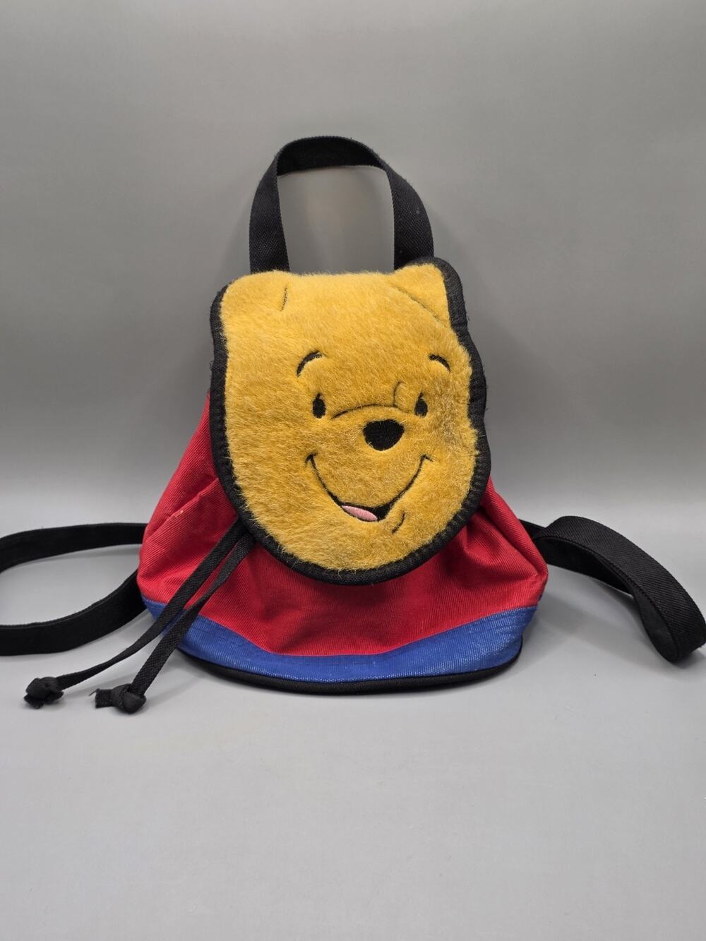 Vtg 90s Disney Store Winnie the Pooh Kidcore Mini Backpack Red Blue Yellow Bag